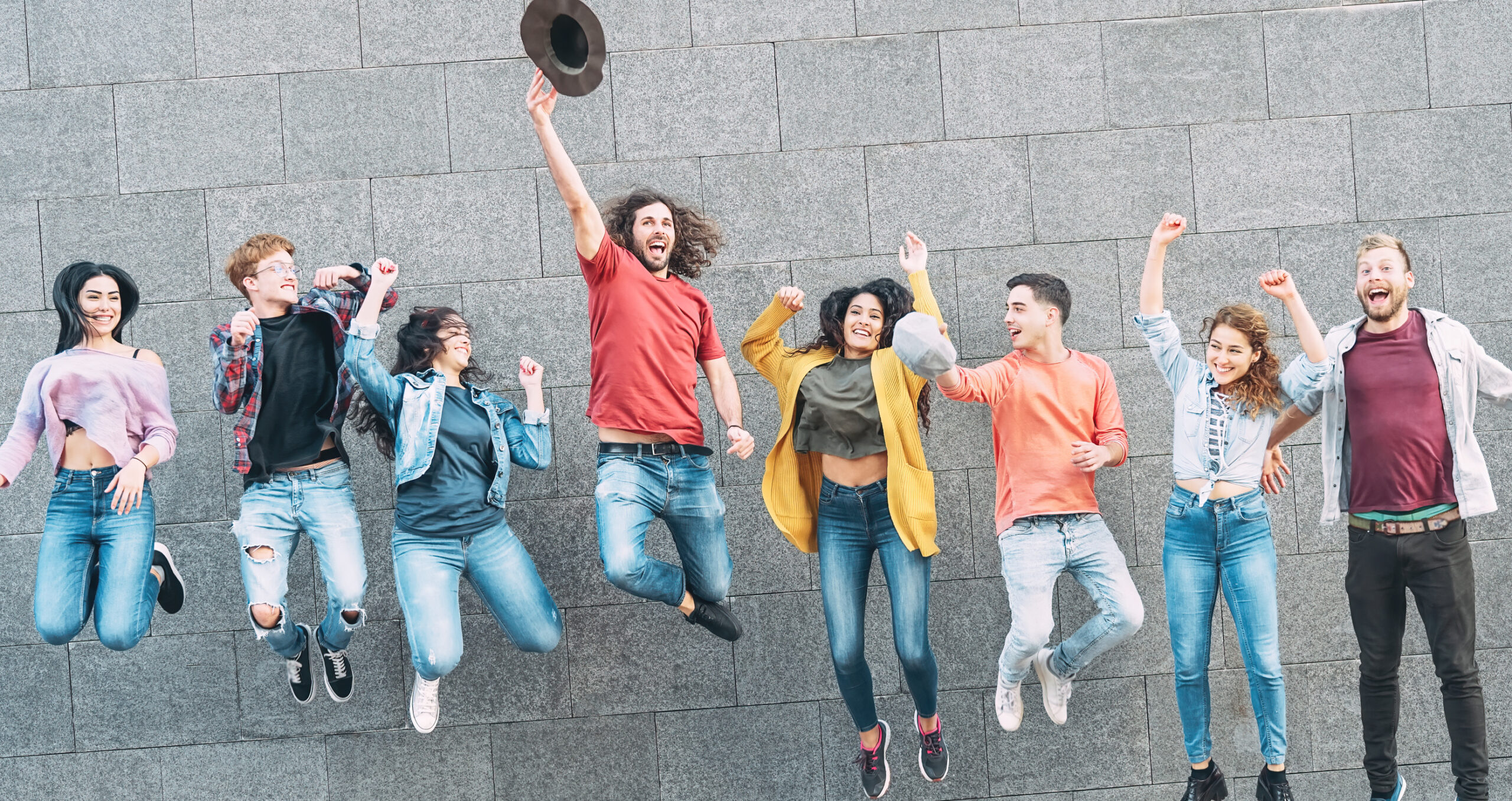 Group,Of,Young,People,Jumping,Together,Outdoor,-,Happy,Millennial